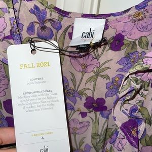 Cabi brand Trifle Purple flower top. New. No stretch.
